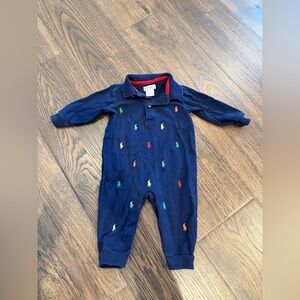 Ralph Lauren Navy Blue Kids One Piece with Colorful Embroidery